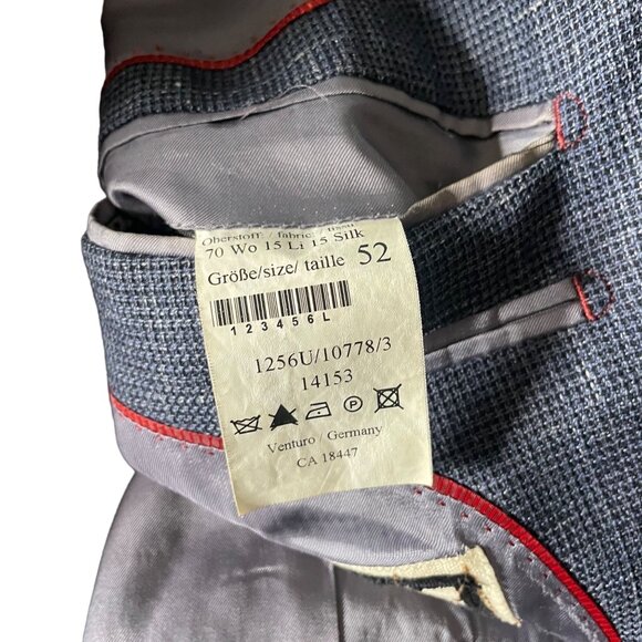 Haupt Mens Blazer 2-Button Gray Checkered Pattern Size 52 - Picture 3 of 14